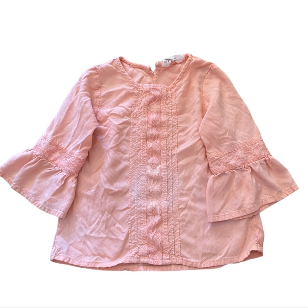 EUC girls boho style pink shirt with stitching